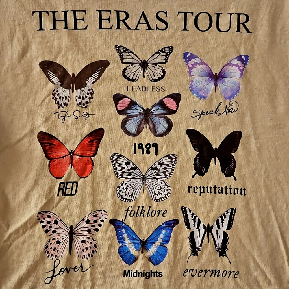 The Eras Tour cut off concert tee Med Taylor Swift butterflies album covers - Picture 2 of 6